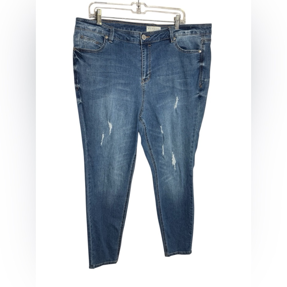 Eloquii Jeans Size 20 Blue High Waist Distressed Skinny‎ Jeans 💙💙💙 - Picture 4 of 13